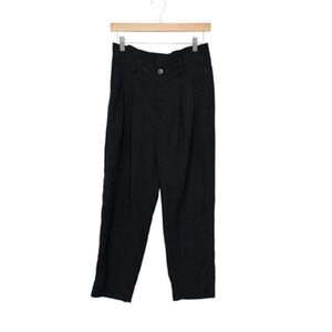 Madwell Pants Womens 0 Black Pleated Trousers Cropped Tapered Dress Work Zip Fly